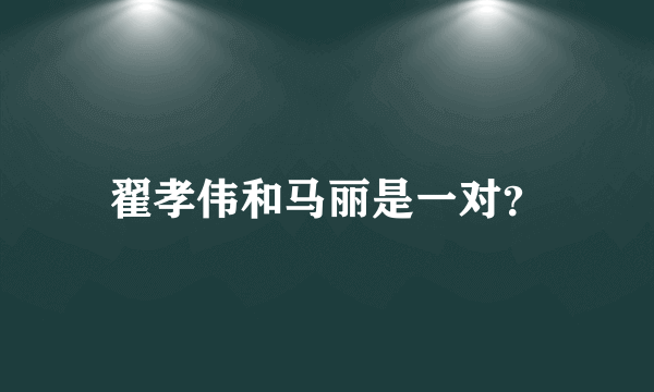 翟孝伟和马丽是一对？