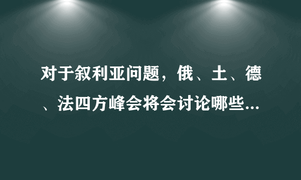 对于叙利亚问题，俄、土、德、法四方峰会将会讨论哪些问题？对此你怎么看？