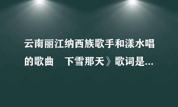 云南丽江纳西族歌手和漾水唱的歌曲巜下雪那天》歌词是什么意思？有人知道吗？