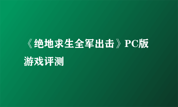 《绝地求生全军出击》PC版游戏评测