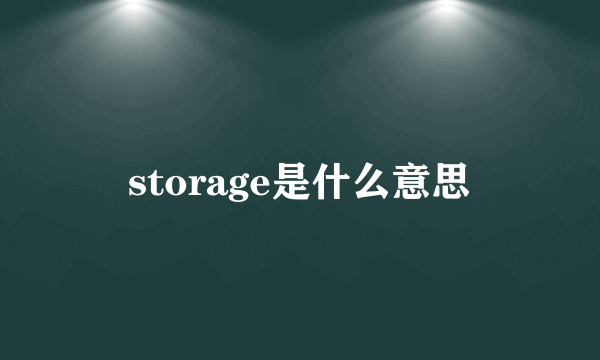 storage是什么意思