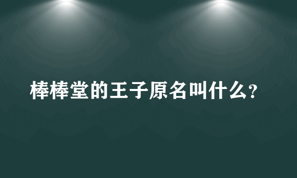 棒棒堂的王子原名叫什么？