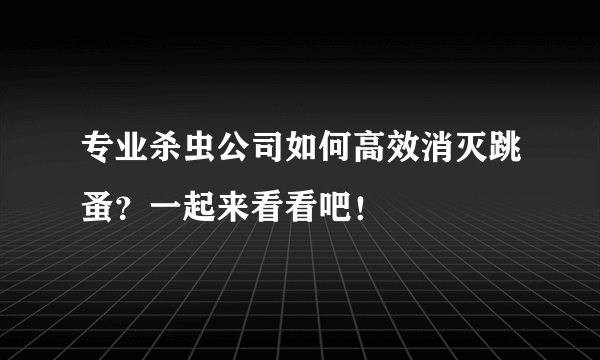 专业杀虫公司如何高效消灭跳蚤？一起来看看吧！