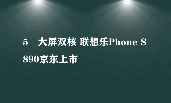 5吋大屏双核 联想乐Phone S890京东上市