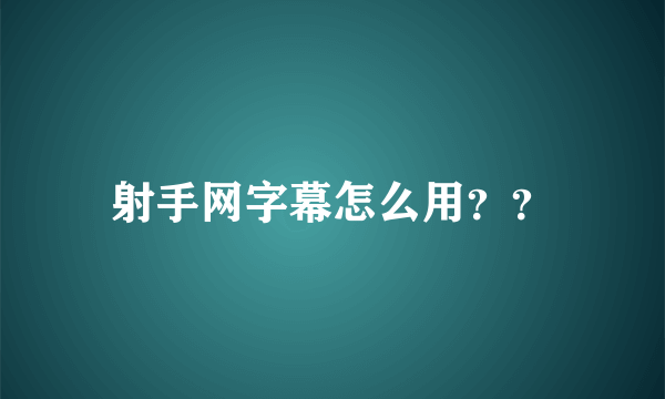 射手网字幕怎么用？？