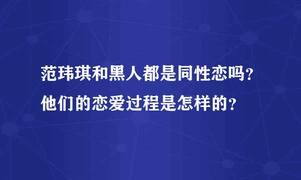 范玮琪和黑人都是同性恋吗？他们的恋爱过程是怎样的？