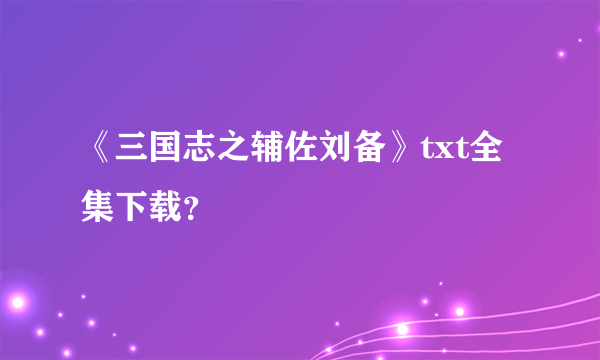 《三国志之辅佐刘备》txt全集下载？