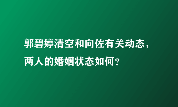 郭碧婷清空和向佐有关动态，两人的婚姻状态如何？