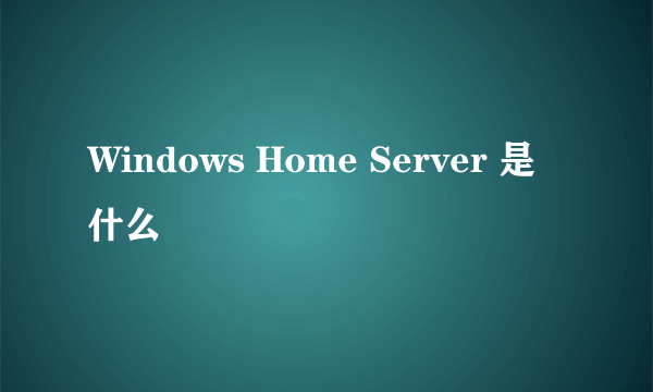 Windows Home Server 是什么