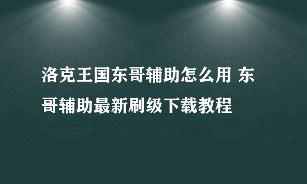 洛克王国东哥辅助怎么用 东哥辅助最新刷级下载教程