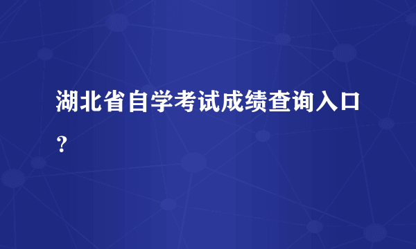 湖北省自学考试成绩查询入口？