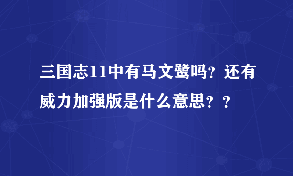 三国志11中有马文鹭吗？还有威力加强版是什么意思？？