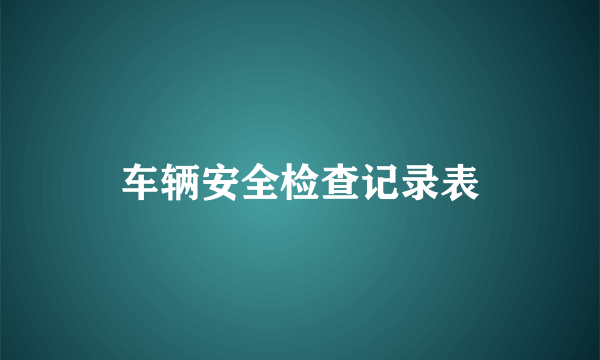 车辆安全检查记录表