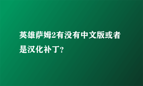 英雄萨姆2有没有中文版或者是汉化补丁？