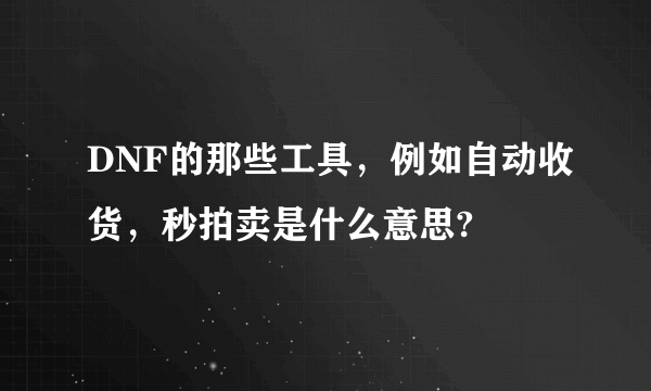 DNF的那些工具，例如自动收货，秒拍卖是什么意思?