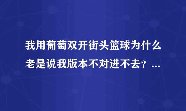 我用葡萄双开街头篮球为什么老是说我版本不对进不去？怎么办啊不能双开！