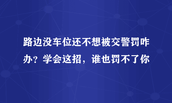 路边没车位还不想被交警罚咋办？学会这招，谁也罚不了你