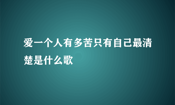 爱一个人有多苦只有自己最清楚是什么歌