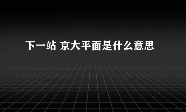 下一站 京大平面是什么意思