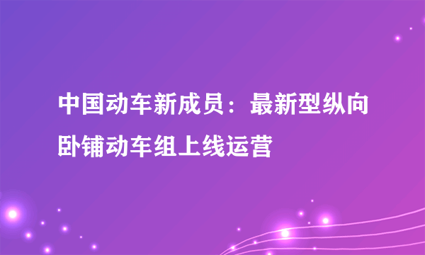 中国动车新成员：最新型纵向卧铺动车组上线运营