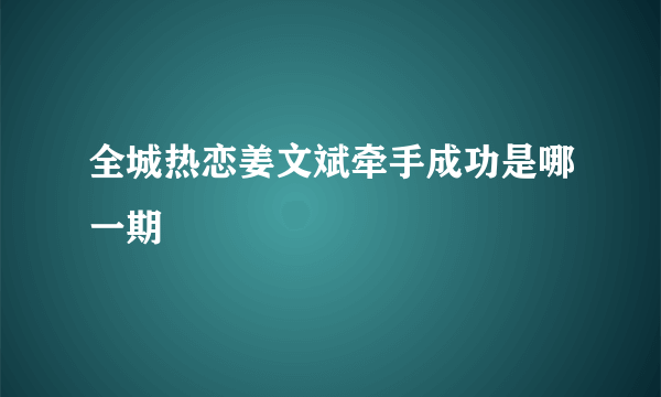 全城热恋姜文斌牵手成功是哪一期