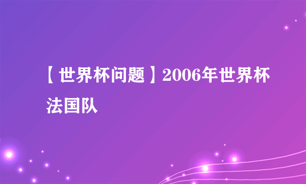 【世界杯问题】2006年世界杯 法国队