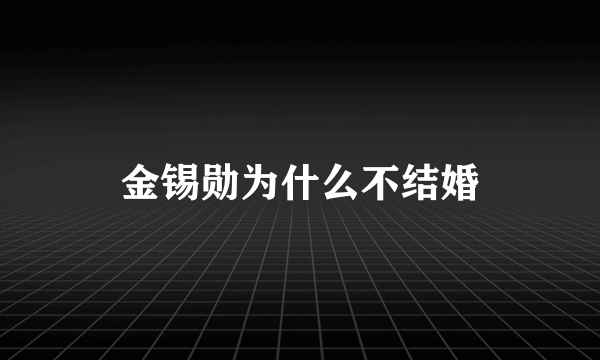 金锡勋为什么不结婚