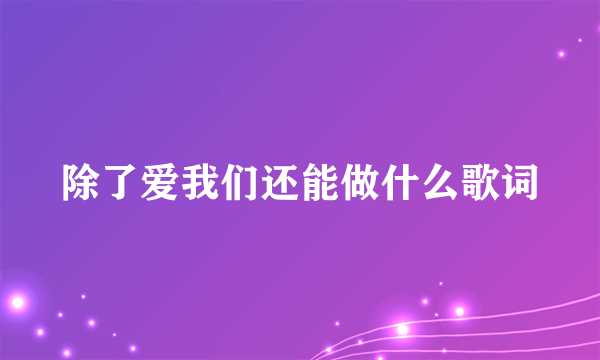 除了爱我们还能做什么歌词