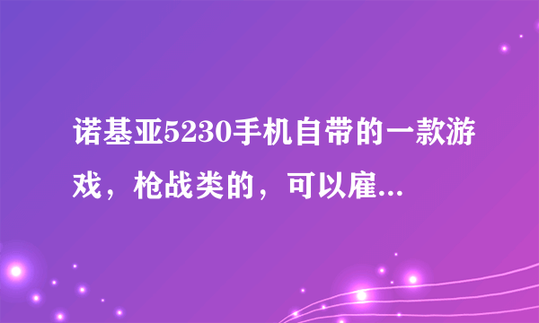 诺基亚5230手机自带的一款游戏，枪战类的，可以雇佣枪手，印第安人，大炮，机枪，也可以赚钱省级他们