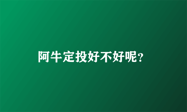 阿牛定投好不好呢？