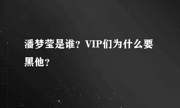 潘梦莹是谁？VIP们为什么要黑他？