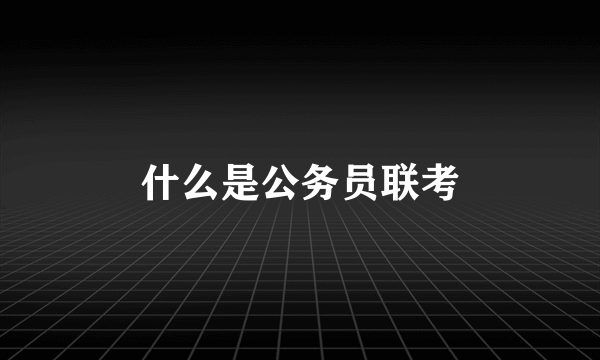 什么是公务员联考