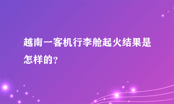 越南一客机行李舱起火结果是怎样的？