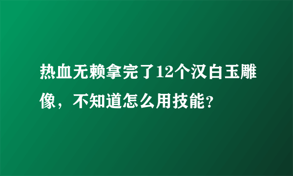 热血无赖拿完了12个汉白玉雕像，不知道怎么用技能？