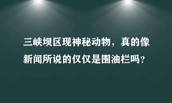 三峡坝区现神秘动物，真的像新闻所说的仅仅是围油栏吗？