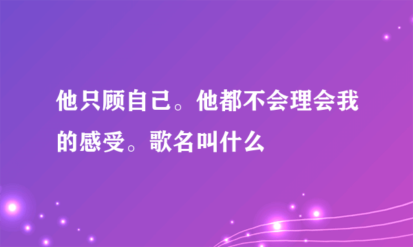 他只顾自己。他都不会理会我的感受。歌名叫什么