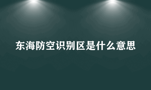 东海防空识别区是什么意思