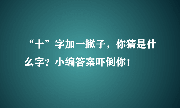 “十”字加一撇子，你猜是什么字？小编答案吓倒你！