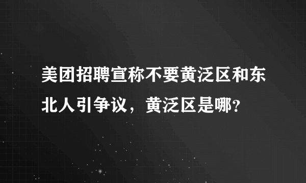 美团招聘宣称不要黄泛区和东北人引争议，黄泛区是哪？