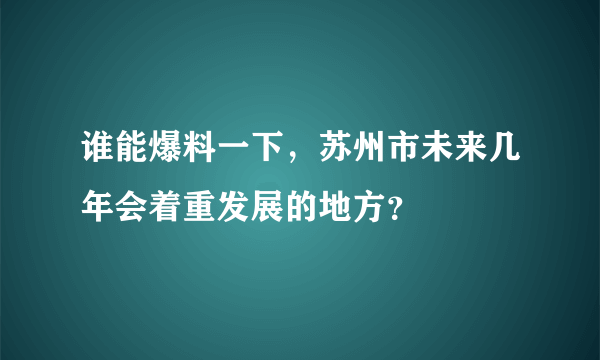 谁能爆料一下，苏州市未来几年会着重发展的地方？