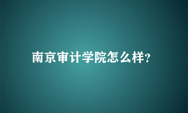 南京审计学院怎么样？