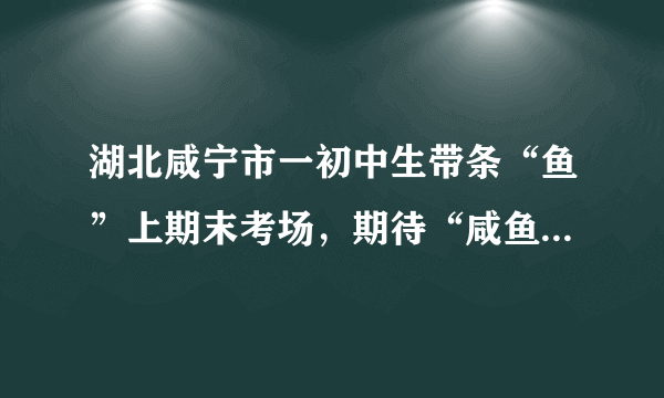 湖北咸宁市一初中生带条“鱼”上期末考场，期待“咸鱼翻身”，蛮有创意的，你觉得呢？