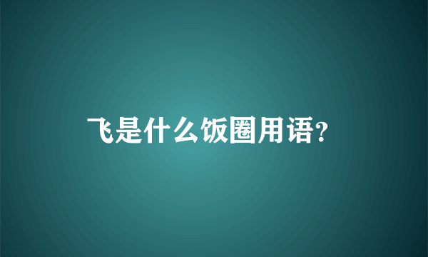 飞是什么饭圈用语？