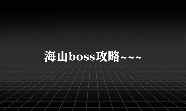 海山boss攻略~~~