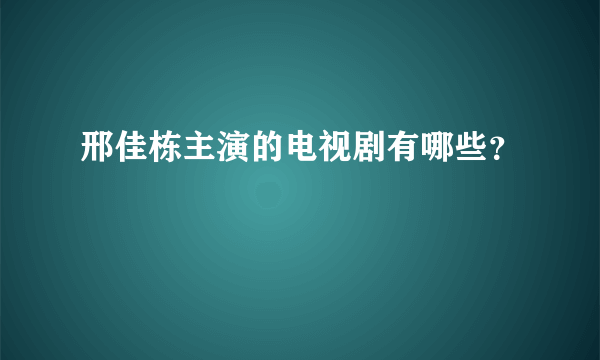 邢佳栋主演的电视剧有哪些？