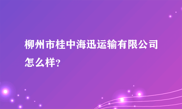 柳州市桂中海迅运输有限公司怎么样？