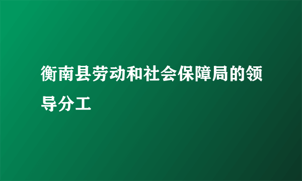 衡南县劳动和社会保障局的领导分工