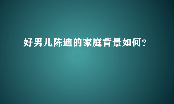 好男儿陈迪的家庭背景如何？