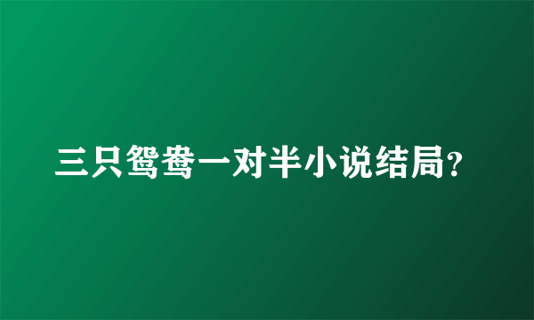 三只鸳鸯一对半小说结局？