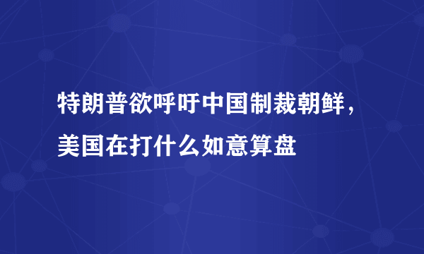 特朗普欲呼吁中国制裁朝鲜，美国在打什么如意算盘